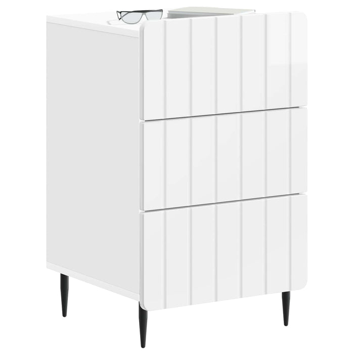 Dulap de noapte Alb foarte lucios 43x 41 x 68 cm Lemn prelucrat - WALTI WALTI