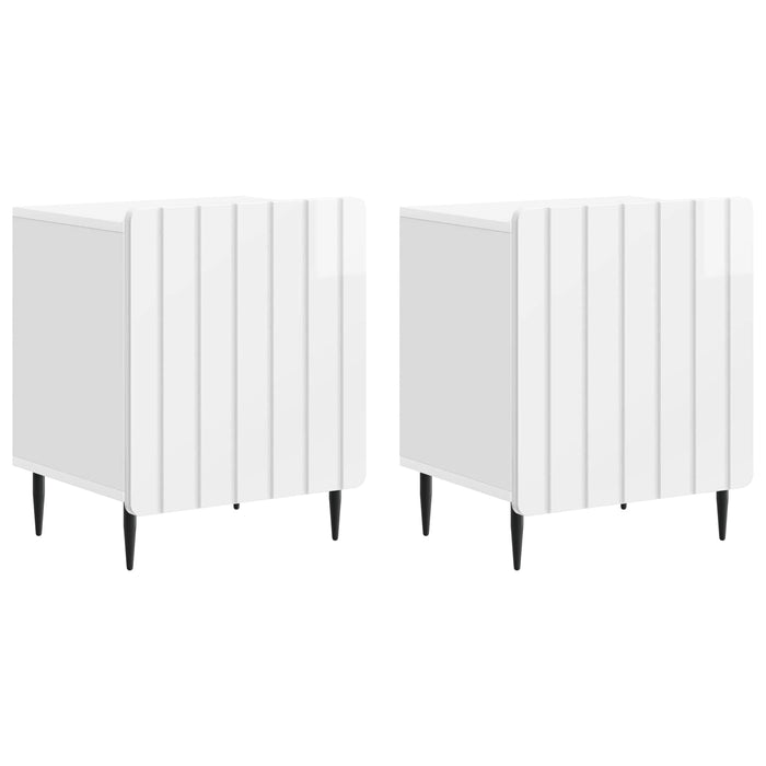 Dulap de noapte 2 pcs Alb foarte lucios 43 x 34,5 x 52 cm - WALTI WALTI
