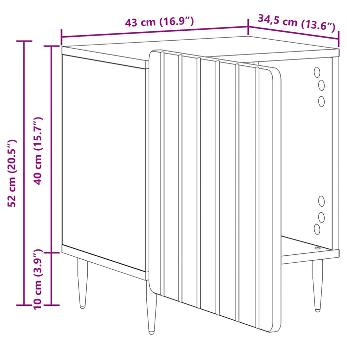 Dulap de noapte Stejar fumuriu 43 x 34,5 x 52 cm Lemn prelucrat - WALTI WALTI
