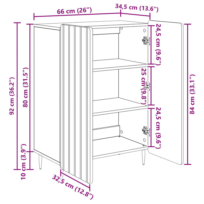 Bufet Alb 66 x 34,5 x 92 cm Lemn prelucrat - WALTI WALTI