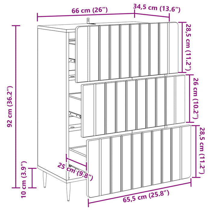 Dulap cu sertare Alb 66 x 34,5 x 92 cm Lemn prelucrat - WALTI WALTI