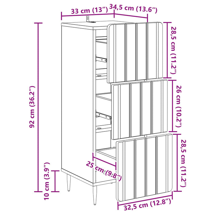 Dulap cu sertare Alb 33 x 34,5 x 92 cm Lemn prelucrat WALTI