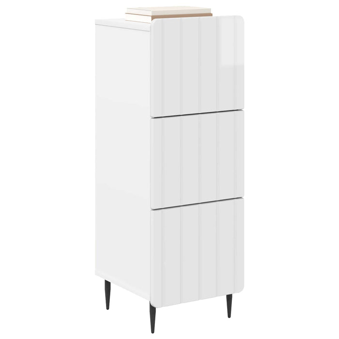Dulap cu sertare Alb foarte lucios 33 x 34,5 x 92 cm - WALTI WALTI