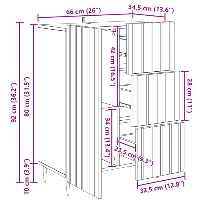Bufet cu sertar Alb 66 x 34,5 x 91,5 cm Lemn prelucrat - WALTI WALTI