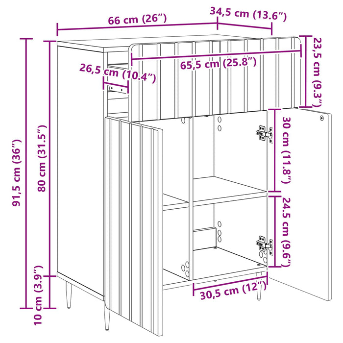 Bufet cu sertar Stejar fumuriu 66 x 34,5 x 92 cm Lemn prelucrat - WALTI WALTI