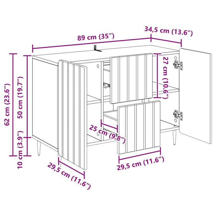 Bufet Stejar Artizanal 89 x 34,5 x 62 cm Lemn prelucrat - WALTI WALTI