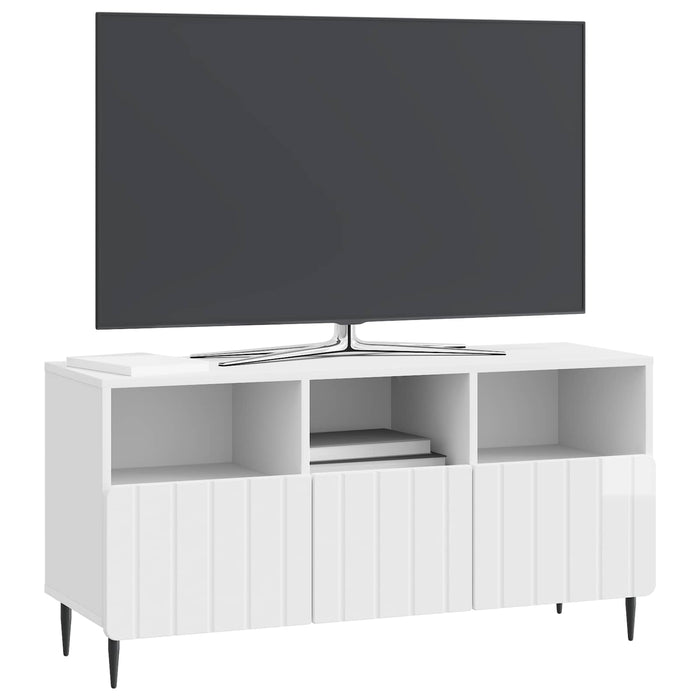 Cabinet TV Alb foarte lucios 102 x 34,5 x 50 cm Lemn prelucrat - WALTI WALTI