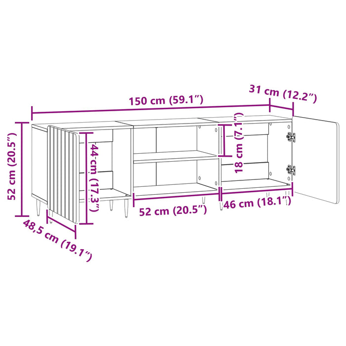 Cabinet TV Sonoma gri 150 x 31 x 52 cm Lemn prelucrat - WALTI WALTI
