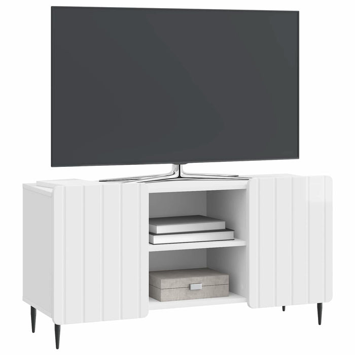 Cabinet TV Alb foarte lucios 102 x 34,5 x 52 cm Lemn prelucrat - WALTI WALTI