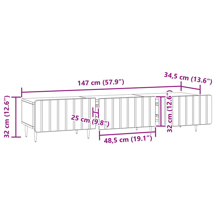 Cabinet TV Sonoma gri 147 x 34,5 x 32 cm Lemn prelucrat - WALTI WALTI