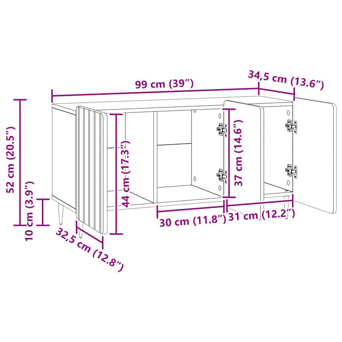 Cabinet TV Stejar fumuriu 99 x 34,5 x 52 cm Lemn prelucrat - WALTI WALTI