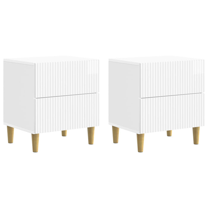 Dulap de noapte 2 pcs Alb foarte lucios 43 x 34,5 x 48 cm - WALTI WALTI