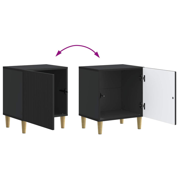 Dulap de noapte 2 pcs Negru 43 x 34,5 x 50 cm Lemn prelucrat - WALTI WALTI