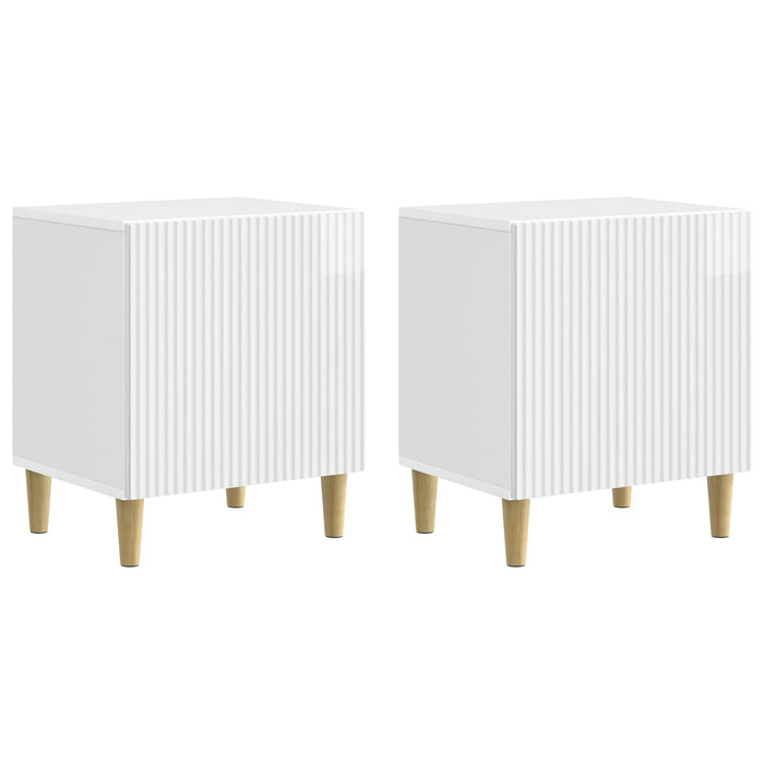 Dulap de noapte 2 pcs Alb foarte lucios 43 x 34,5 x 50 cm - WALTI WALTI