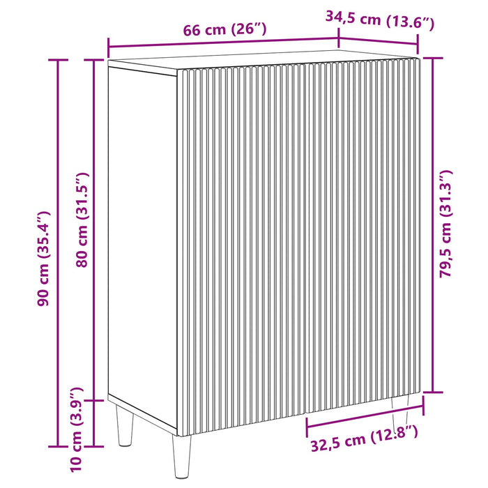 Bufet Alb foarte lucios 66 x 34,5 x 90 cm Lemn prelucrat - WALTI WALTI