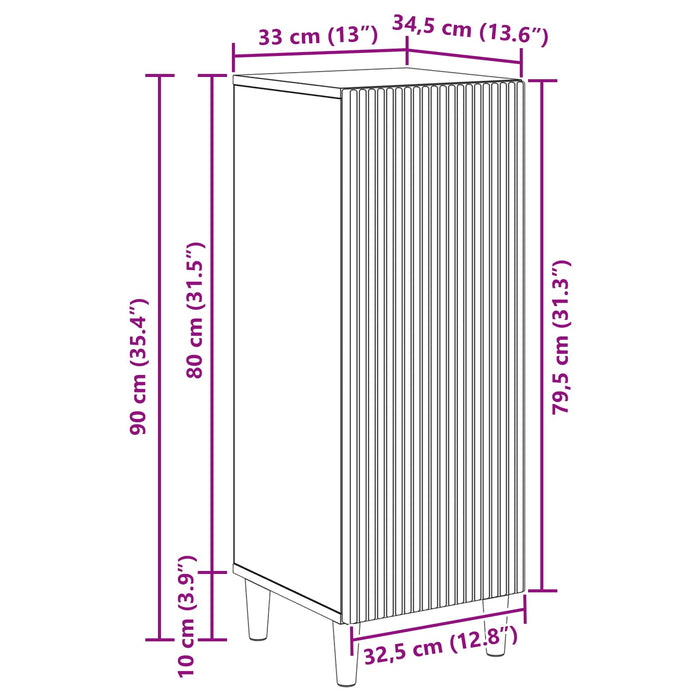 Bufet Stejar fumuriu 33 x 34,5 x 90 cm Lemn prelucrat - WALTI WALTI