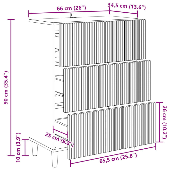 Dulap cu sertare Stejar Artizanal 66 x 34,5 x 90 cm - WALTI WALTI