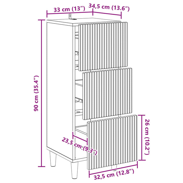 Dulap cu sertare Alb 33 x 34,5 x 90 cm Lemn prelucrat WALTI
