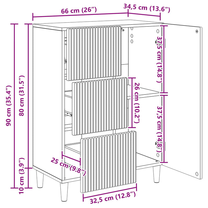 Bufet cu sertar Alb 66 x 34,5 x 90 cm Lemn prelucrat - WALTI WALTI