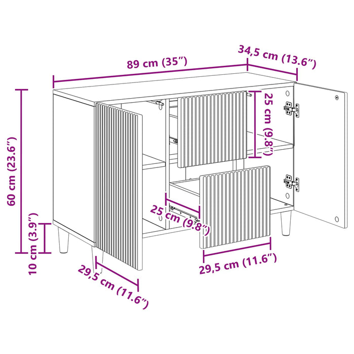 Bufet cu sertar Sonoma gri 89 x 34,5 x 60 cm Lemn prelucrat - WALTI WALTI
