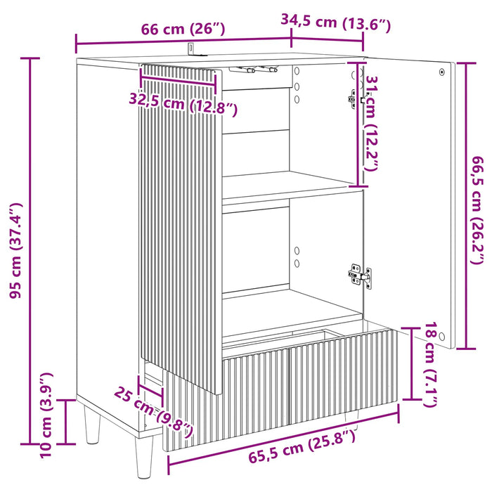 Bufet Stejar Artizanal 66 x 34,5 x 95 cm Lemn prelucrat - WALTI WALTI
