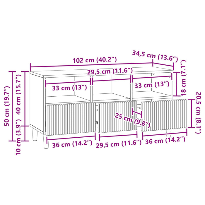 Cabinet TV Stejar Sonoma 102 x 34,5 x 50 cm Lemn prelucrat - WALTI WALTI