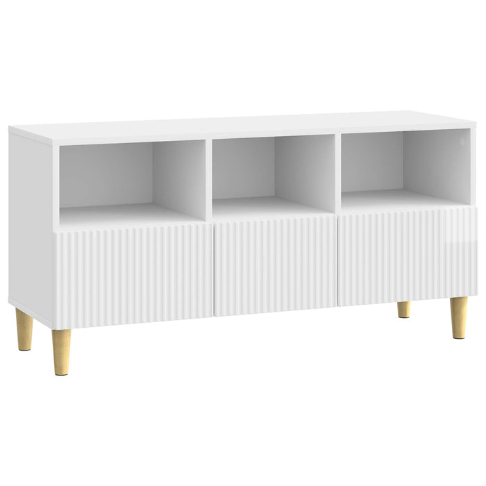 Cabinet TV Alb foarte lucios 102 x 34,5 x 50 cm Lemn prelucrat - WALTI WALTI