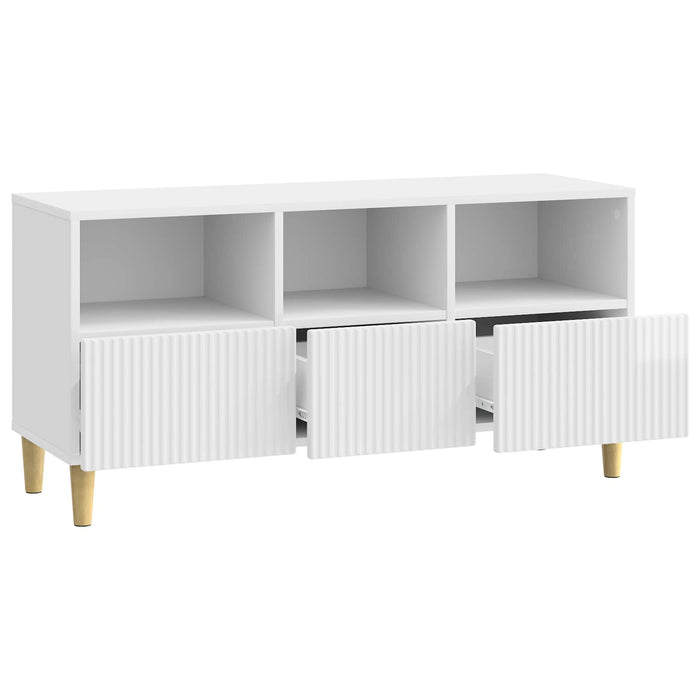 Cabinet TV Alb foarte lucios 102 x 34,5 x 50 cm Lemn prelucrat - WALTI WALTI