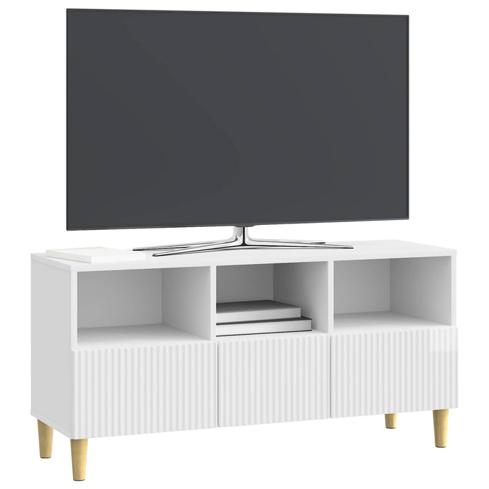 Cabinet TV Alb foarte lucios 102 x 34,5 x 50 cm Lemn prelucrat - WALTI WALTI