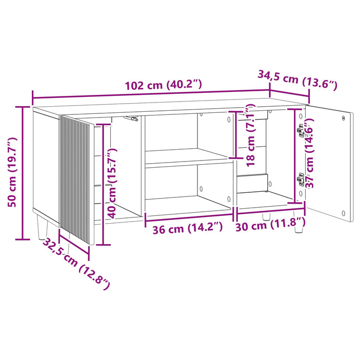 Cabinet TV Alb 102 x 34,5 x 50 cm Lemn prelucrat - WALTI WALTI