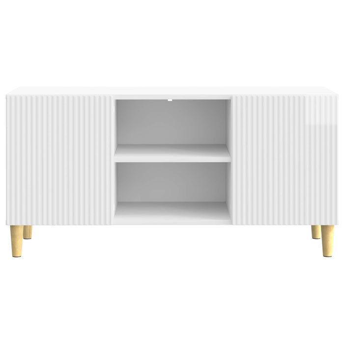 Cabinet TV Alb foarte lucios 102 x 34,5 x 50 cm Lemn prelucrat - WALTI WALTI