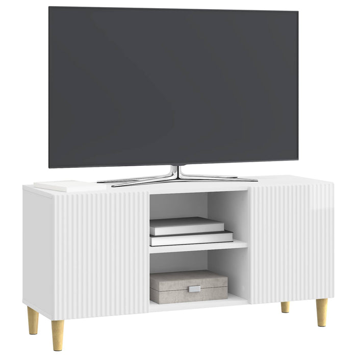 Cabinet TV Alb foarte lucios 102 x 34,5 x 50 cm Lemn prelucrat - WALTI WALTI