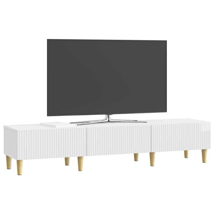 Cabinet TV Alb foarte lucios 147 x 34,5 x 30 cm Lemn prelucrat - WALTI WALTI