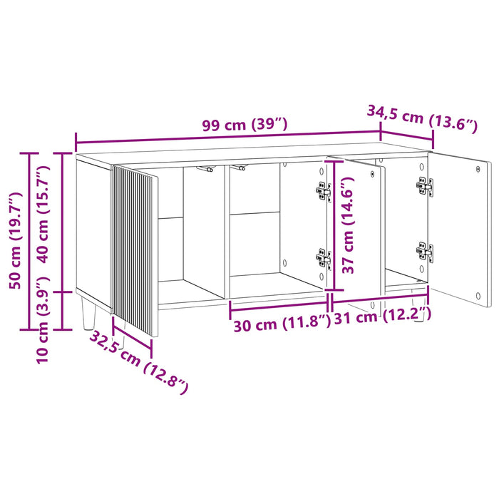 Cabinet TV Negru 99 x 34,5 x 50 cm Lemn prelucrat - WALTI WALTI