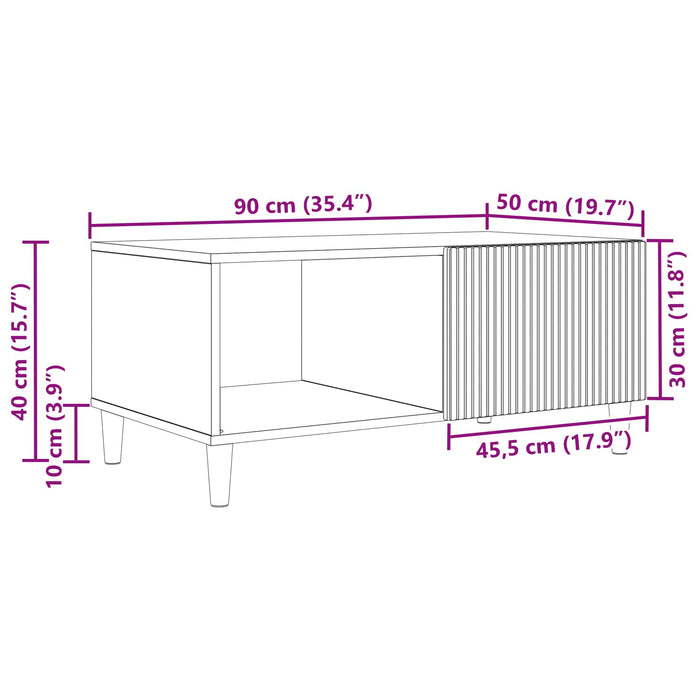 Masă de cafea Stejar Sonoma 90 x 50 x 40 cm Lemn prelucrat - WALTI WALTI