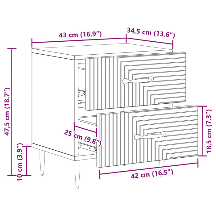 Dulap de noapte Alb 43 x 34,5 x 47,5 cm Lemn prelucrat - WALTI WALTI