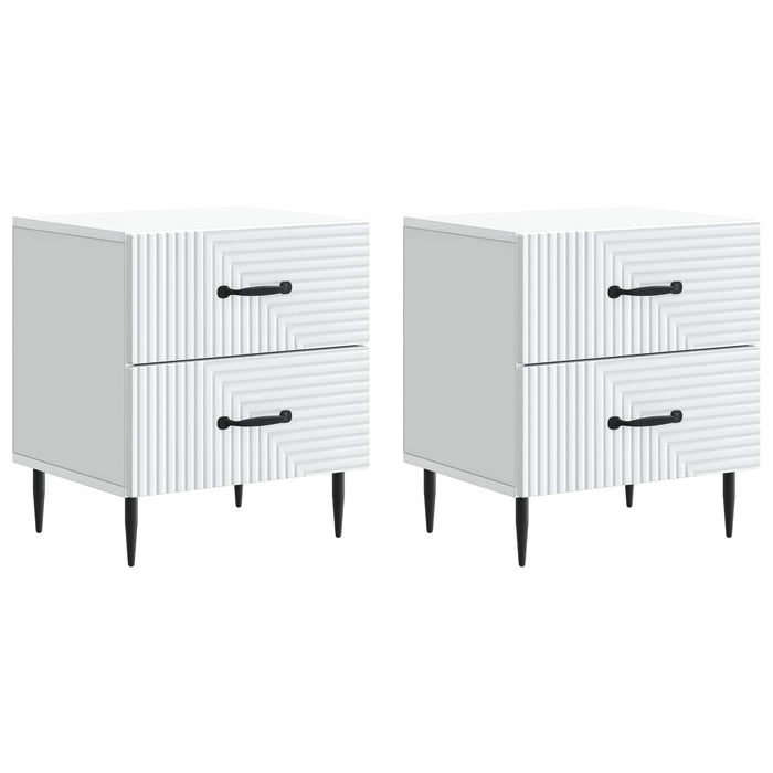 Dulap de noapte 2 pcs Alb 43 x 34,5 x 47,5 cm Lemn prelucrat - WALTI WALTI