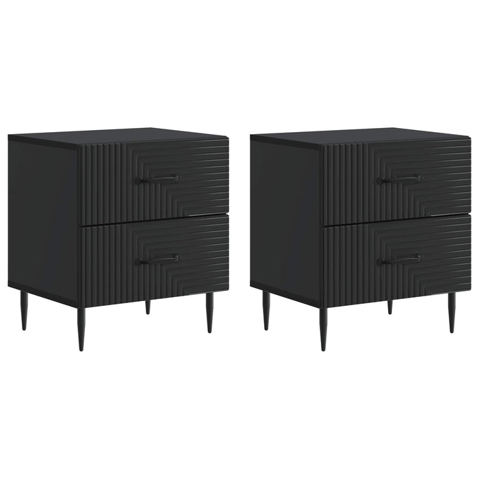Dulap de noapte 2 pcs Negru 43 x 34,5 x 47,5 cm Lemn prelucrat - WALTI WALTI