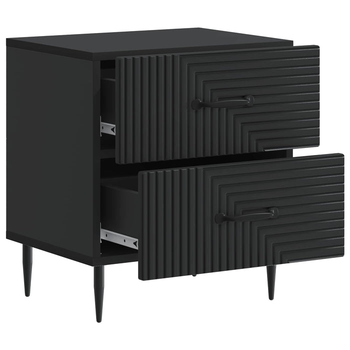 Dulap de noapte 2 pcs Negru 43 x 34,5 x 47,5 cm Lemn prelucrat - WALTI WALTI