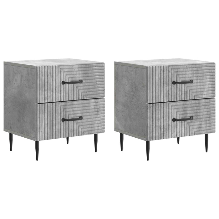 Dulap de noapte cu sertar 2 pcs Gri Beton 43 x 34,5 x 47,5 cm - WALTI WALTI