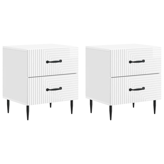 Dulap de noapte 2 pcs Alb foarte lucios 43 x 34,5 x 47,5 cm - WALTI WALTI