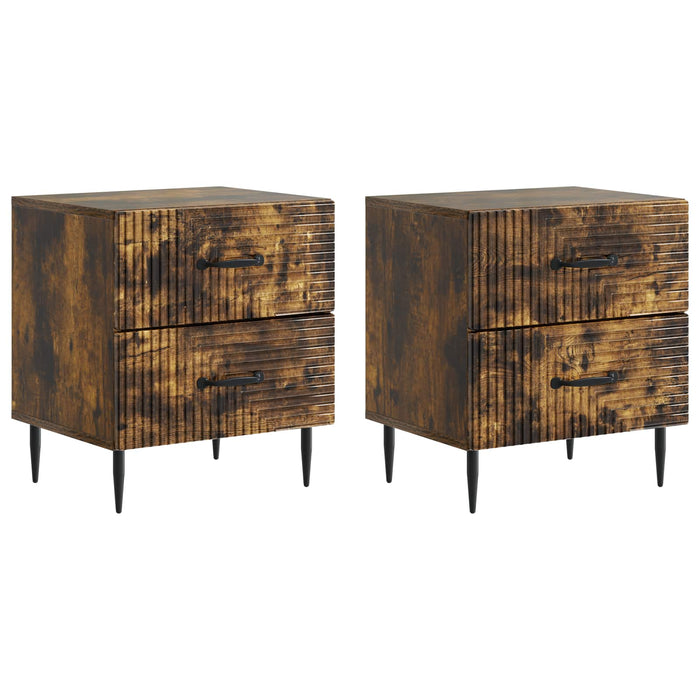 Dulap de noapte 2 pcs Stejar fumuriu 43 x 34,5 x 47,5 cm - WALTI WALTI