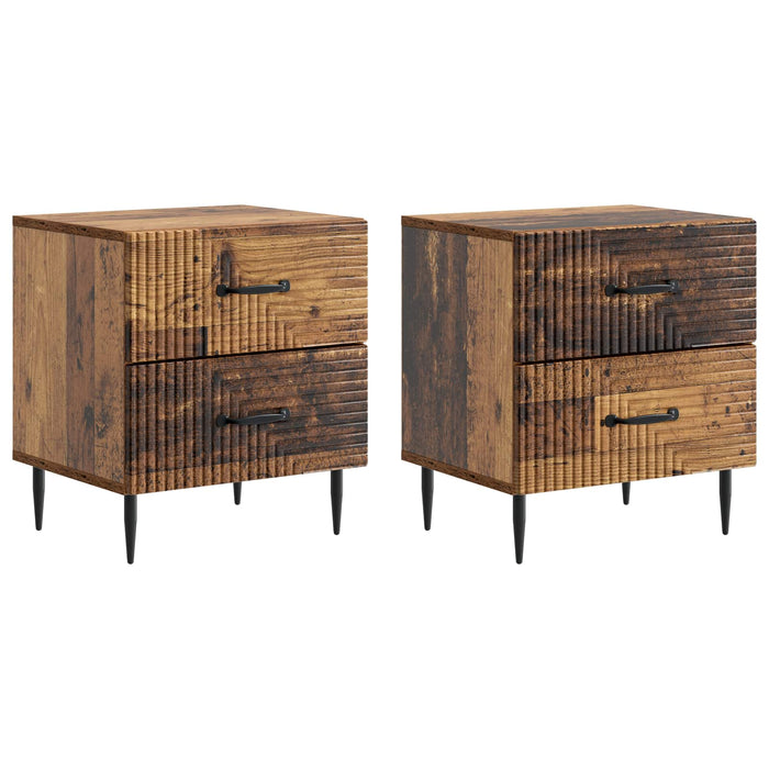 Dulap de noapte cu sertar 2 pcs Lemn vechi 43 x 34,5 x 47,5 cm - WALTI WALTI