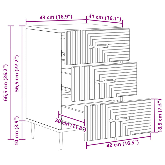 Dulap de noapte Gri Beton 43 x 41 x 66,5 cm Lemn prelucrat - WALTI WALTI