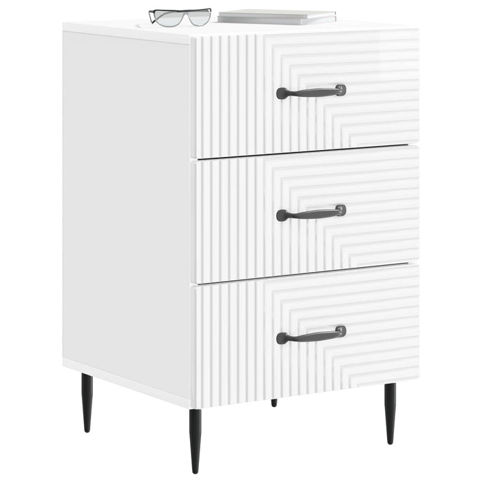 Dulap de noapte cu sertar Alb foarte lucios 43 x 41 x 66,5 cm - WALTI WALTI