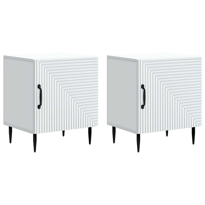 Dulap de noapte 2 pcs Alb 43 x 34,5 x 50 cm Lemn prelucrat - WALTI WALTI
