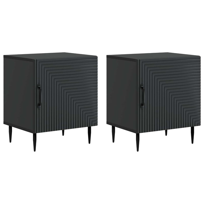 Dulap de noapte 2 pcs Negru 43 x 34,5 x 50 cm Lemn prelucrat - WALTI WALTI