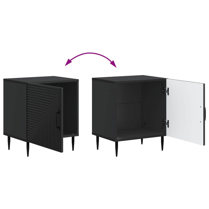 Dulap de noapte 2 pcs Negru 43 x 34,5 x 50 cm Lemn prelucrat - WALTI WALTI