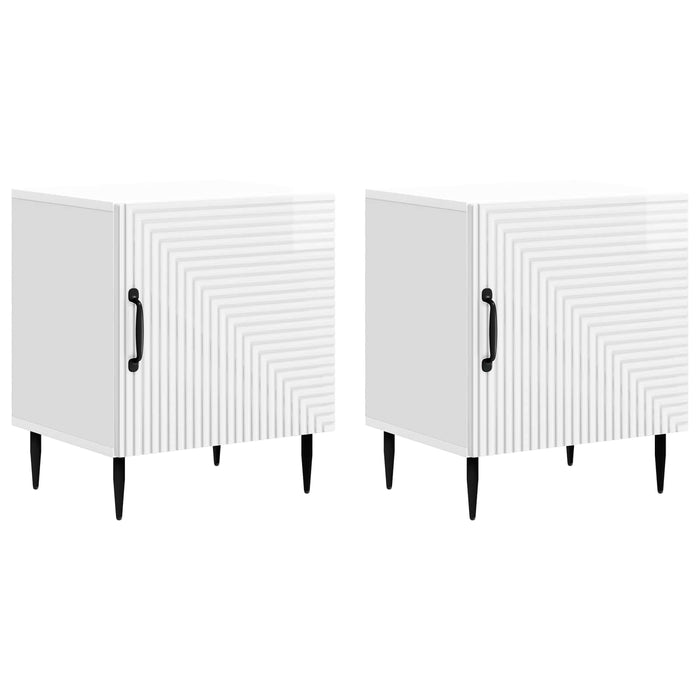 Dulap de noapte 2 pcs Alb foarte lucios 43 x 34,5 x 50 cm - WALTI WALTI