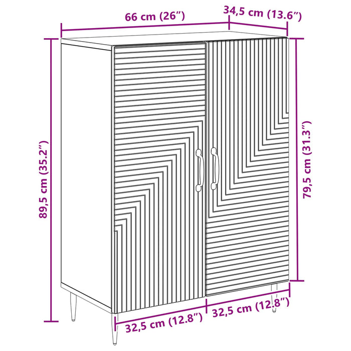 Bufet Stejar fumuriu 66 x 34,5 x 89,5 cm Lemn prelucrat - WALTI WALTI